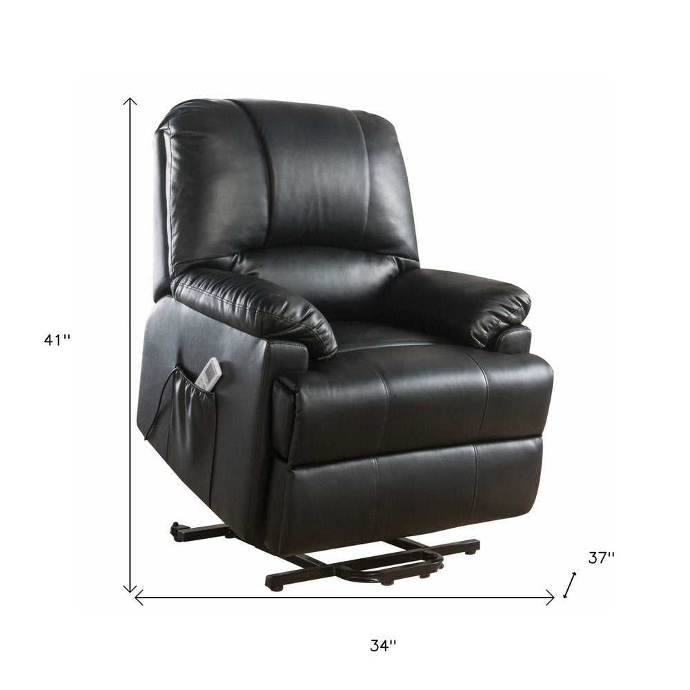 34" Beige Faux Leather Power Massage Lift Assist Recliner
