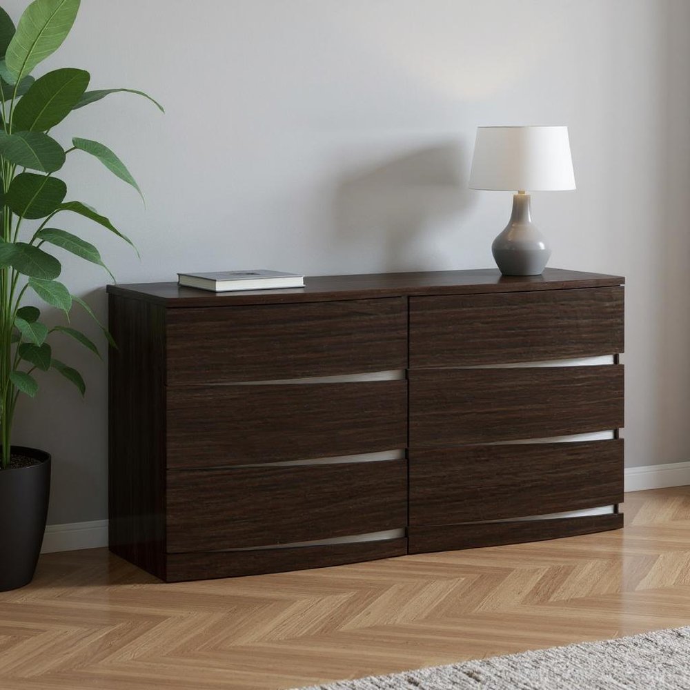 59" Brown Solid Wood Dresser