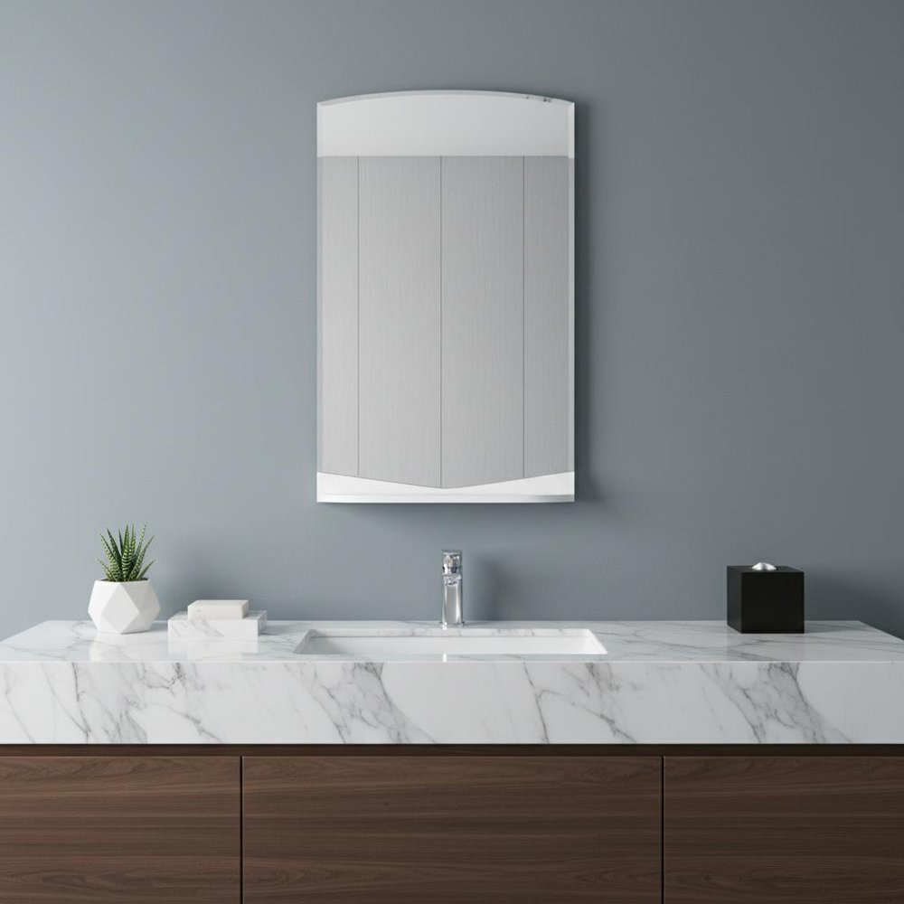 43" White Dresser Mount Frameless Bathroom Vanity Mirror