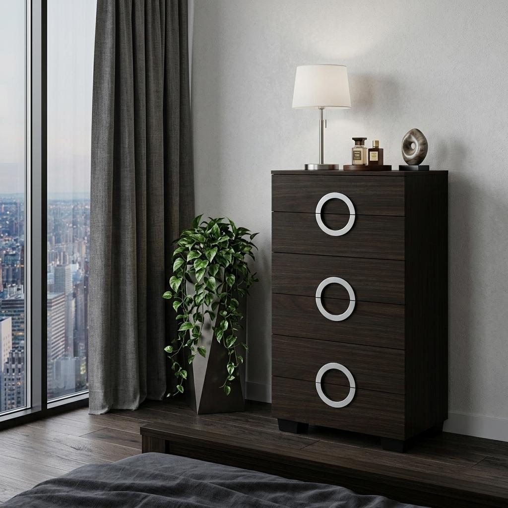 25" Brown Wood Six Drawer Dresser