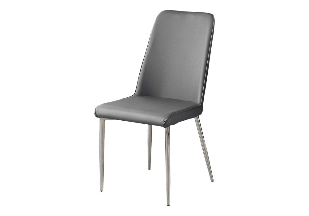 Set of Two White And Silver Upholstered Faux Leather Dining Side Chairs