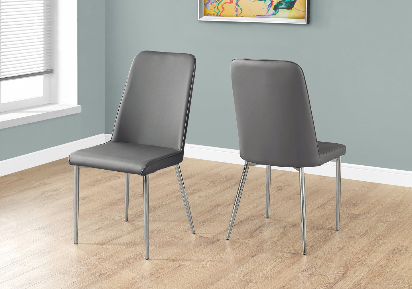Set of Two White And Silver Upholstered Faux Leather Dining Side Chairs