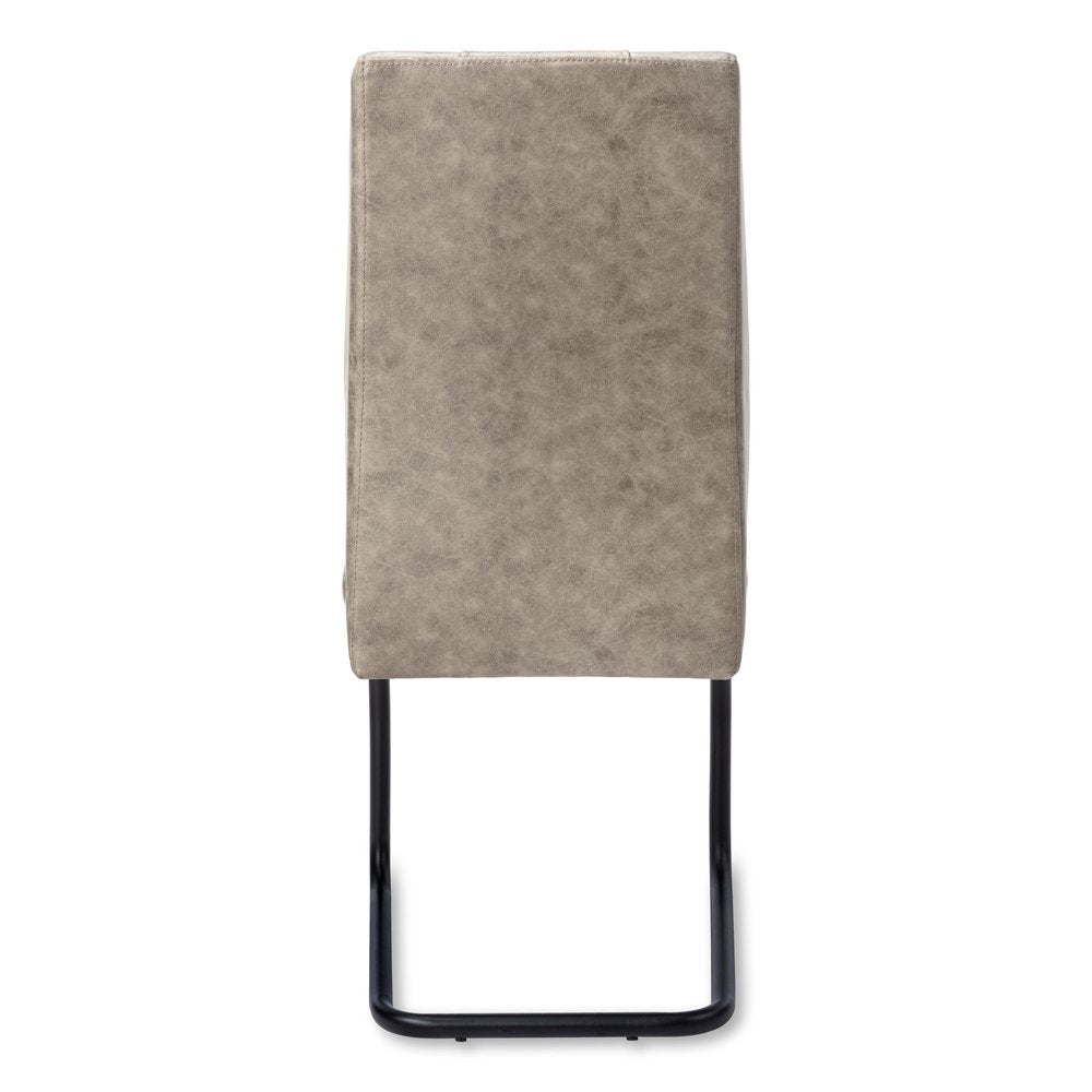 Set of Two Gray And Black Upholstered Polyester Dining Side Chairs