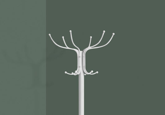 18" X 18" X 70" White Metal Coat Rack