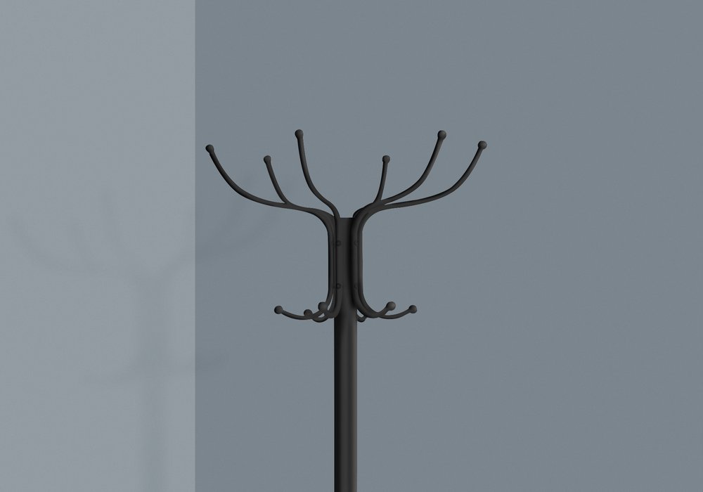 18" X 18" X 70" Black Metal Coat Rack