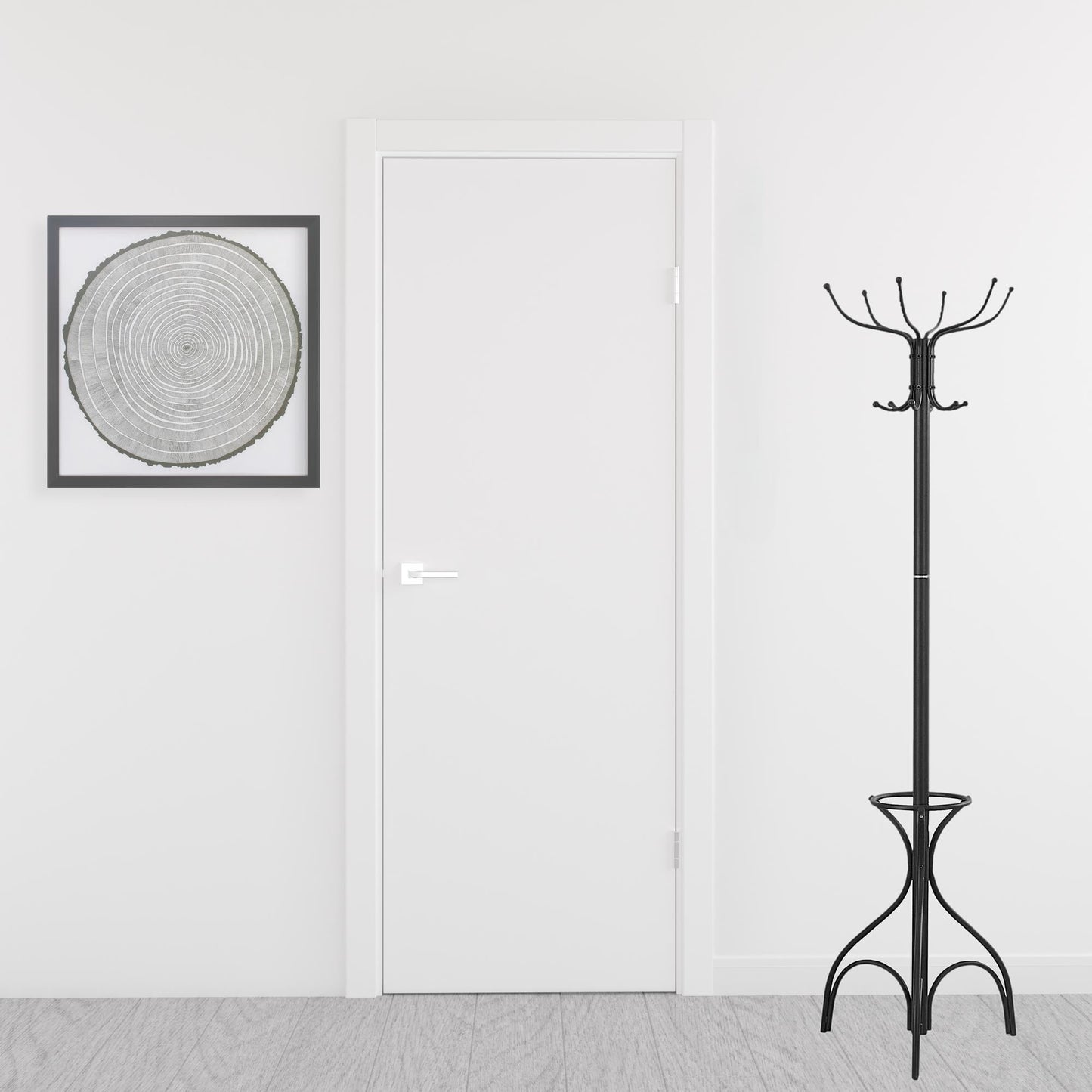 18" X 18" X 70" Black Metal Coat Rack