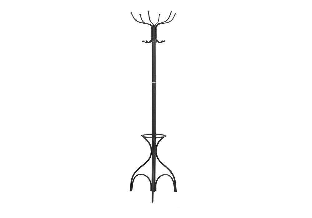 18" X 18" X 70" Black Metal Coat Rack