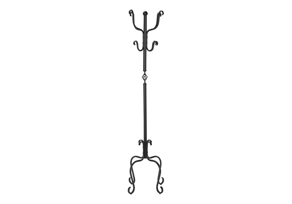 21" X 21" X 74" Black Metal Coat Rack