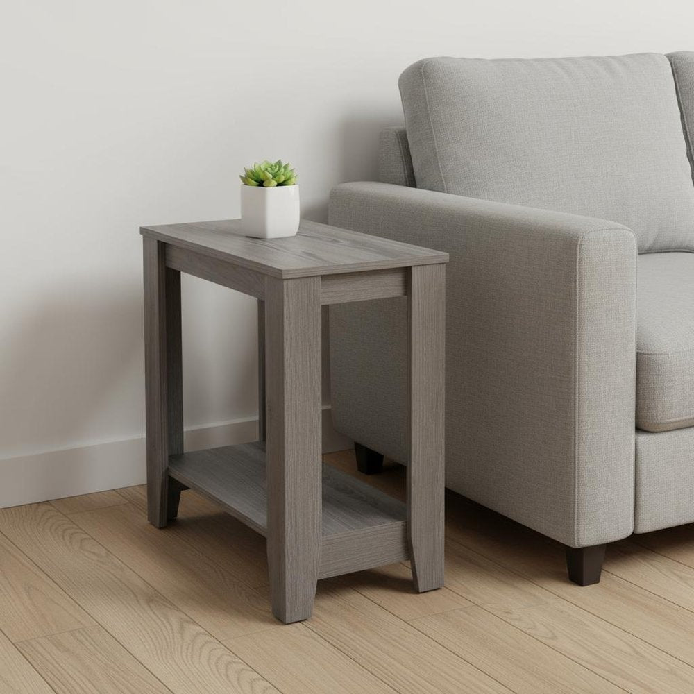 22" Gray Wood End Table With Shelf
