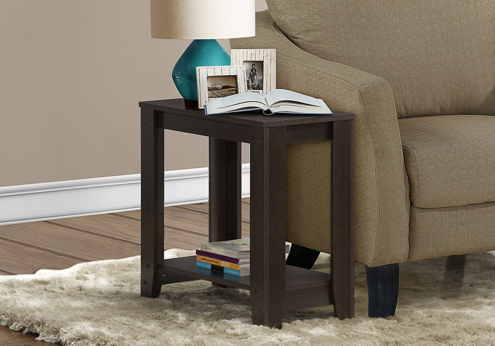 22" Dark Brown Wood End Table With Shelf