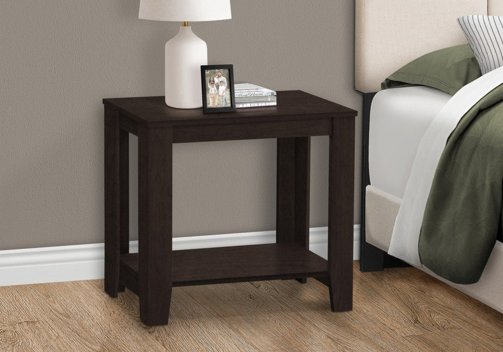 22" Dark Brown Wood End Table With Shelf