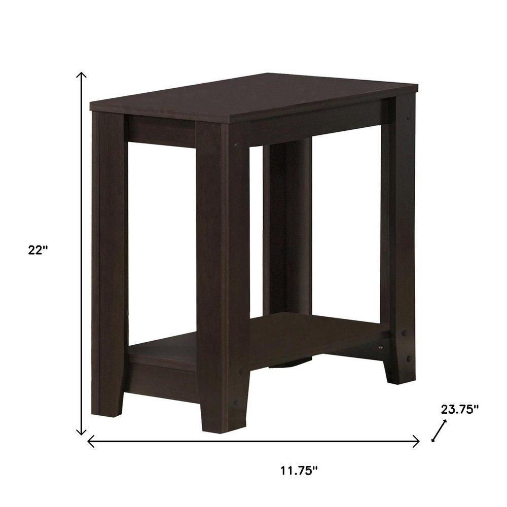 22" Dark Brown Wood End Table With Shelf