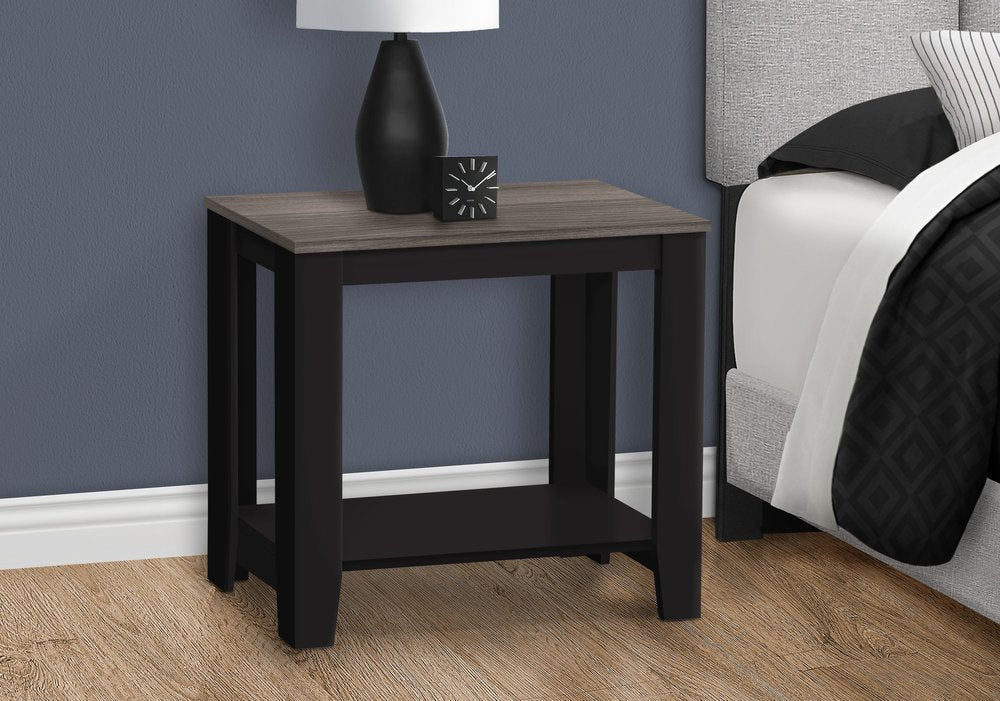 22" Dark Brown Wood End Table With Shelf