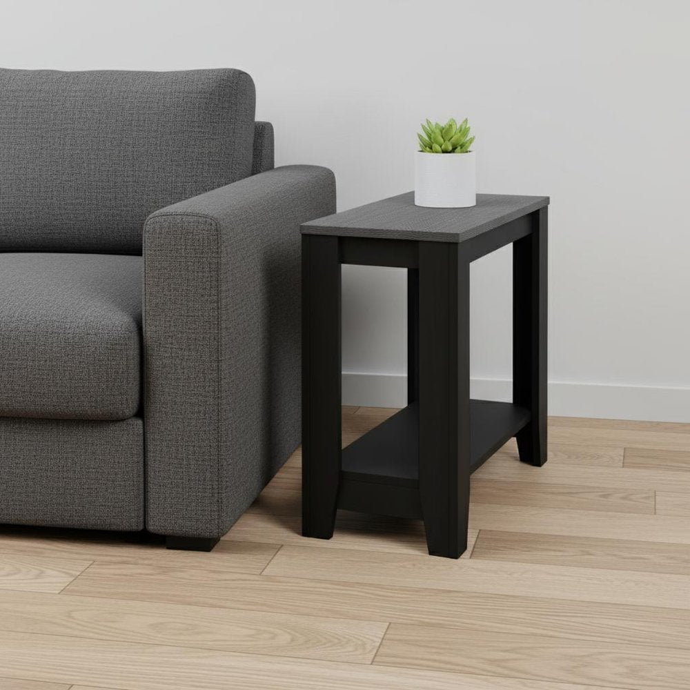 22" Dark Brown Wood End Table With Shelf