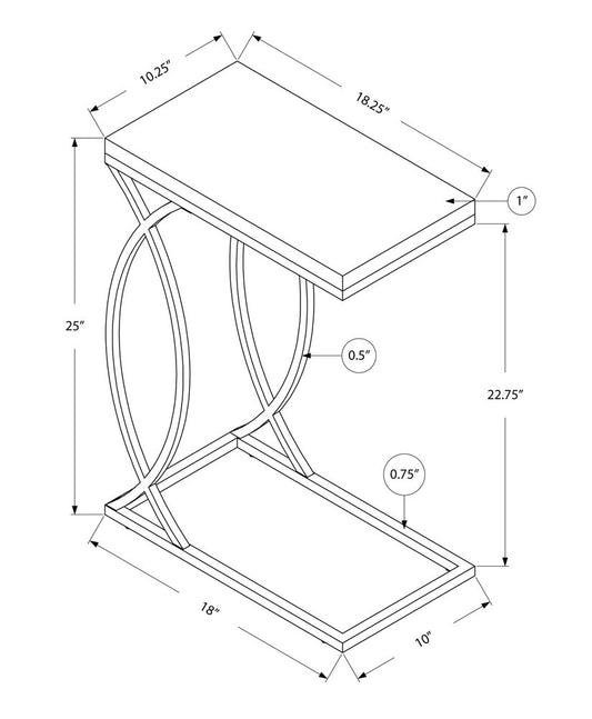 18.25" X 10.25" X 25" White Mdf Metal Accent Table