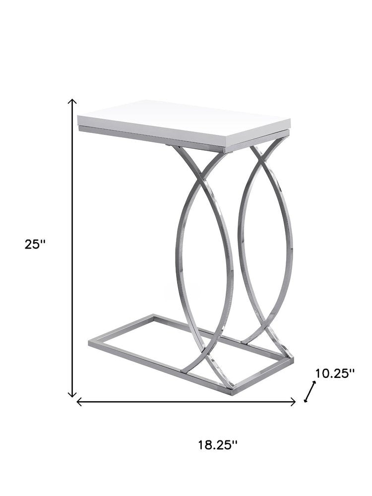 18.25" X 10.25" X 25" White Mdf Metal Accent Table