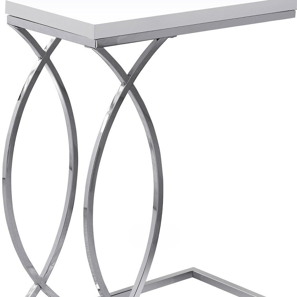 18.25" X 10.25" X 25" White Mdf Metal Accent Table