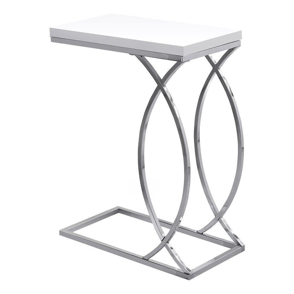18.25" X 10.25" X 25" White Mdf Metal Accent Table