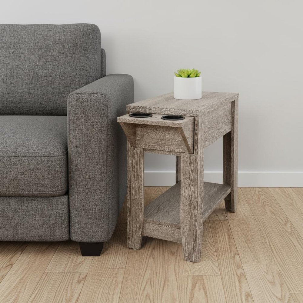 23" Brown Wood End Table With Shelf