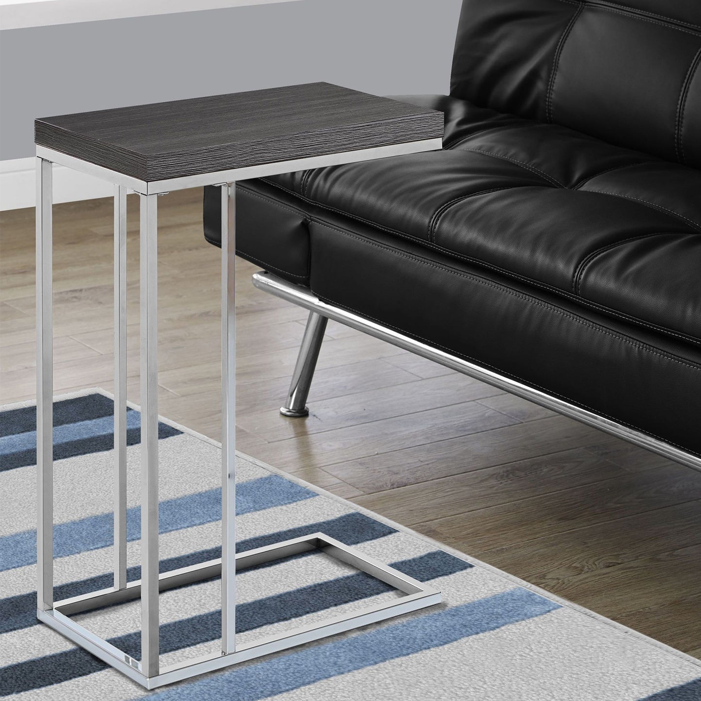 18.25" X 10.25" X 25.25" Cappuccino Particle Board Metal Accent Table