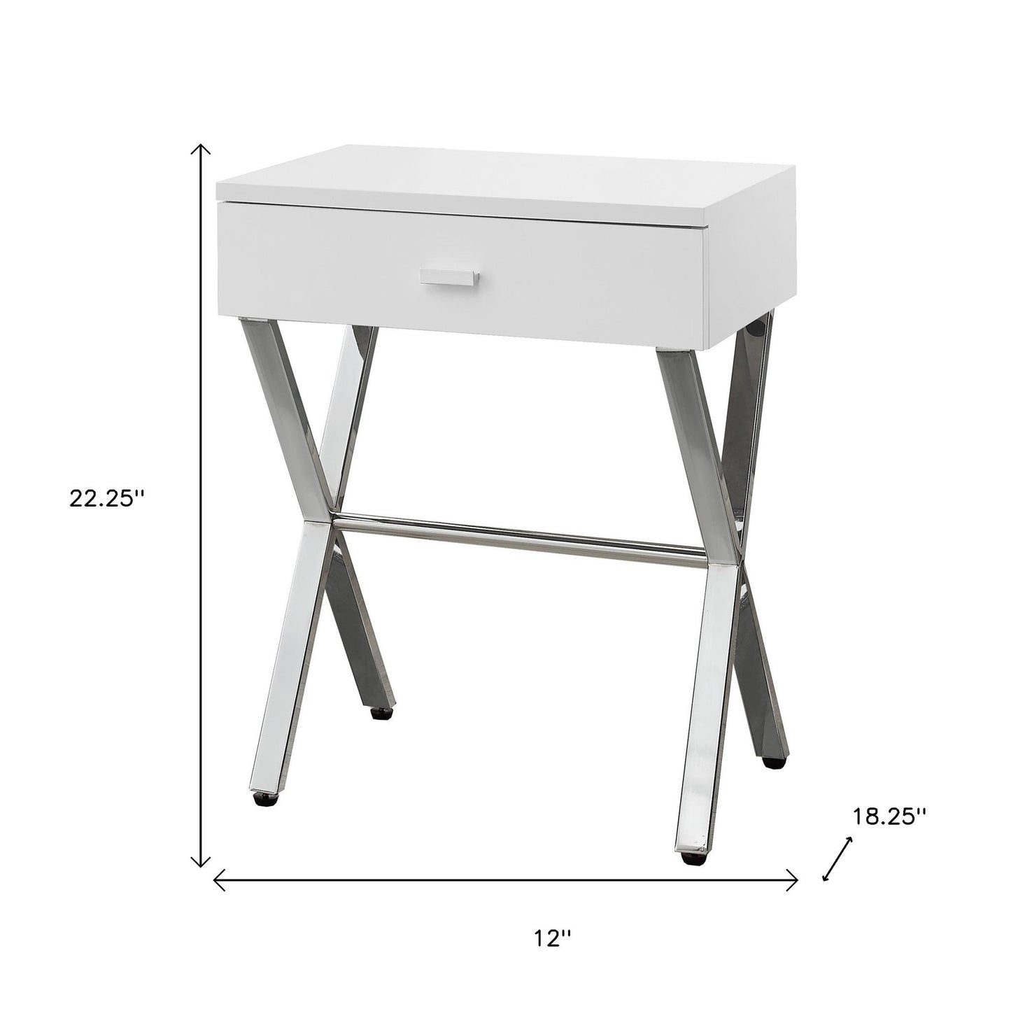 22" Black And Gray Wood And Metal End Table With Drawer