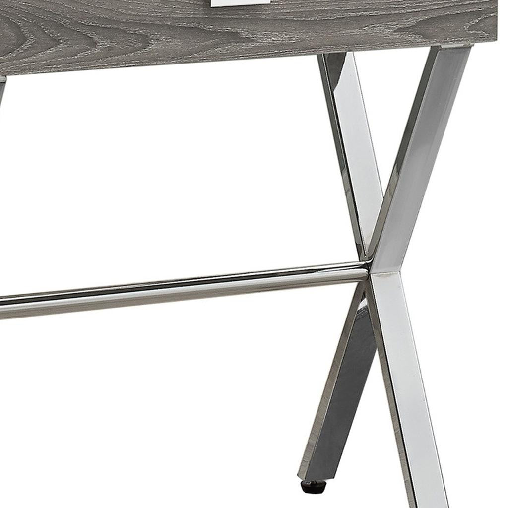 22" Black And Gray Wood And Metal End Table With Drawer
