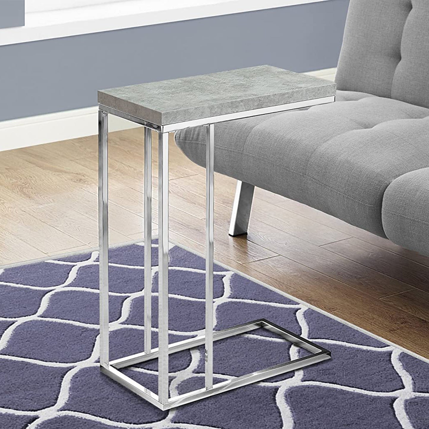 18.25" X 10.25" X 25.25" Cappuccino Particle Board Metal Accent Table