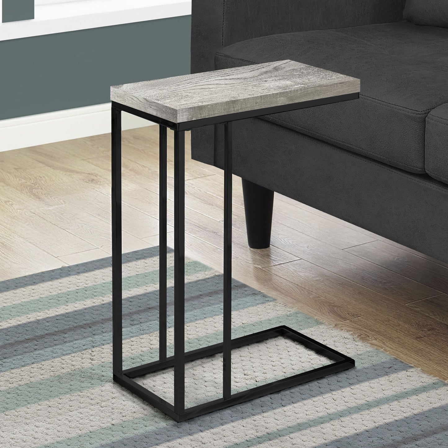 18.25" X 10.25" X 25.25" Cappuccino Particle Board Metal Accent Table