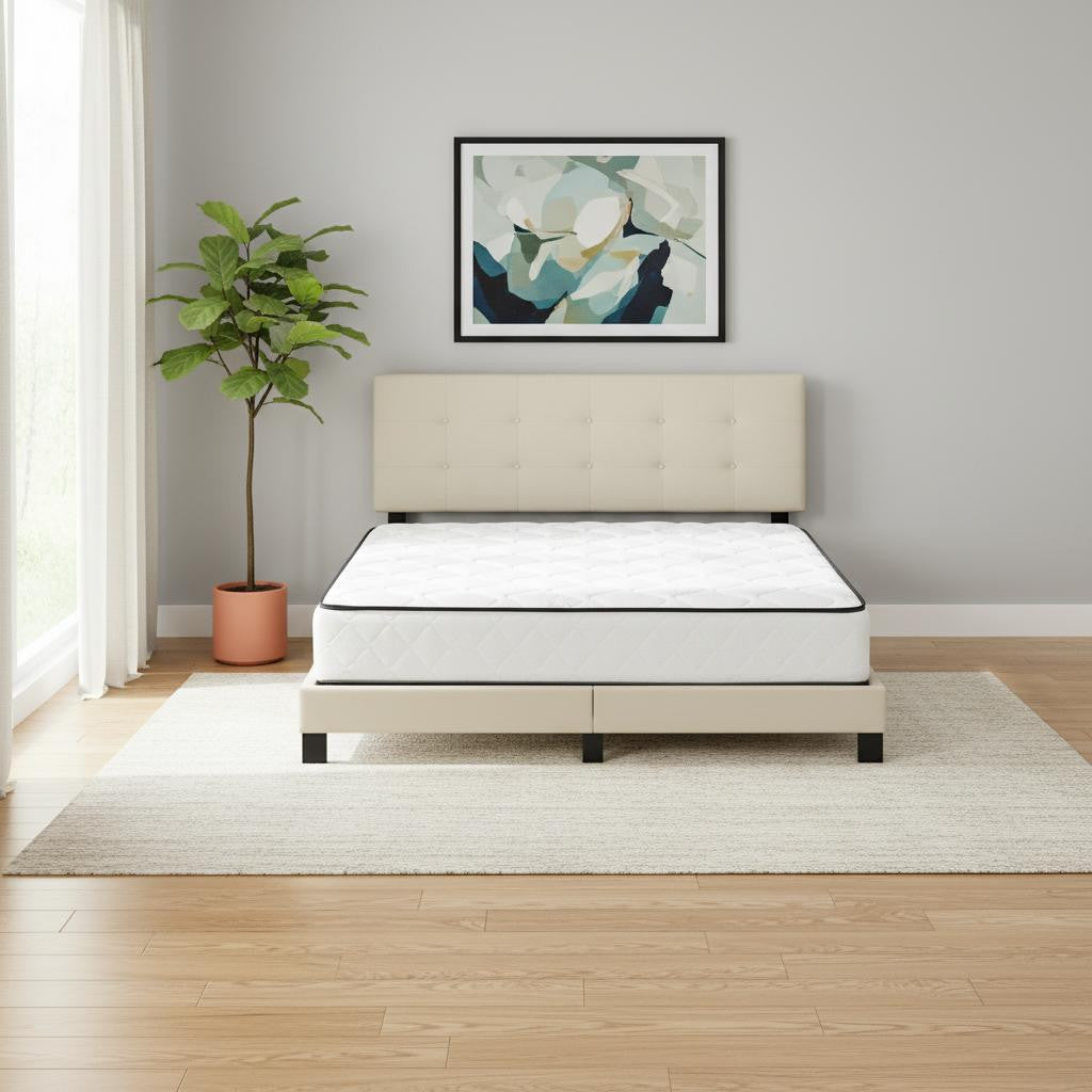 Gray Queen Tufted Upholstered Bed Frame