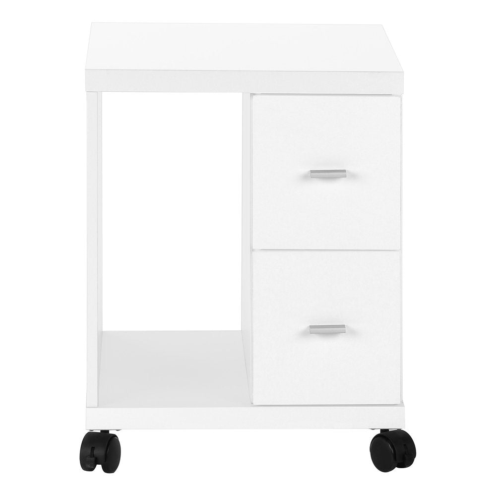 17.75" X 17.75" X 23" White Particle Board Hollow Core 2 Drawers Office Cabinet