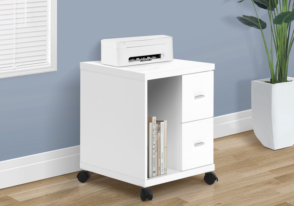 17.75" X 17.75" X 23" White Particle Board Hollow Core 2 Drawers Office Cabinet