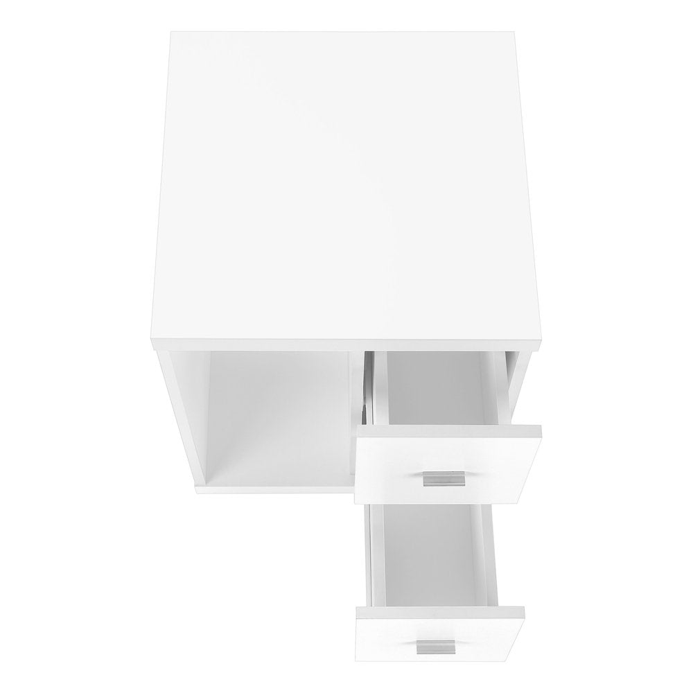 17.75" X 17.75" X 23" White Particle Board Hollow Core 2 Drawers Office Cabinet