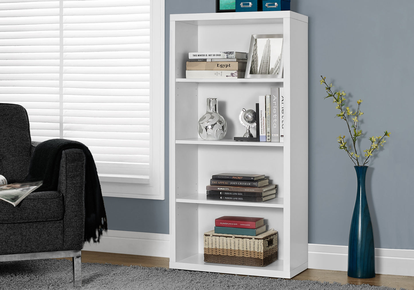 Taupe Wood Four Tier Bookcase