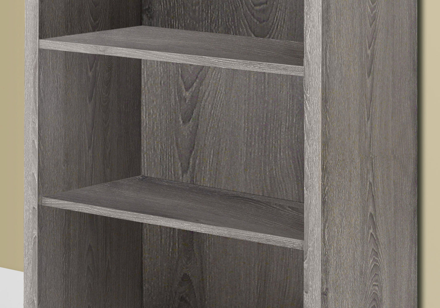 Taupe Wood Four Tier Bookcase