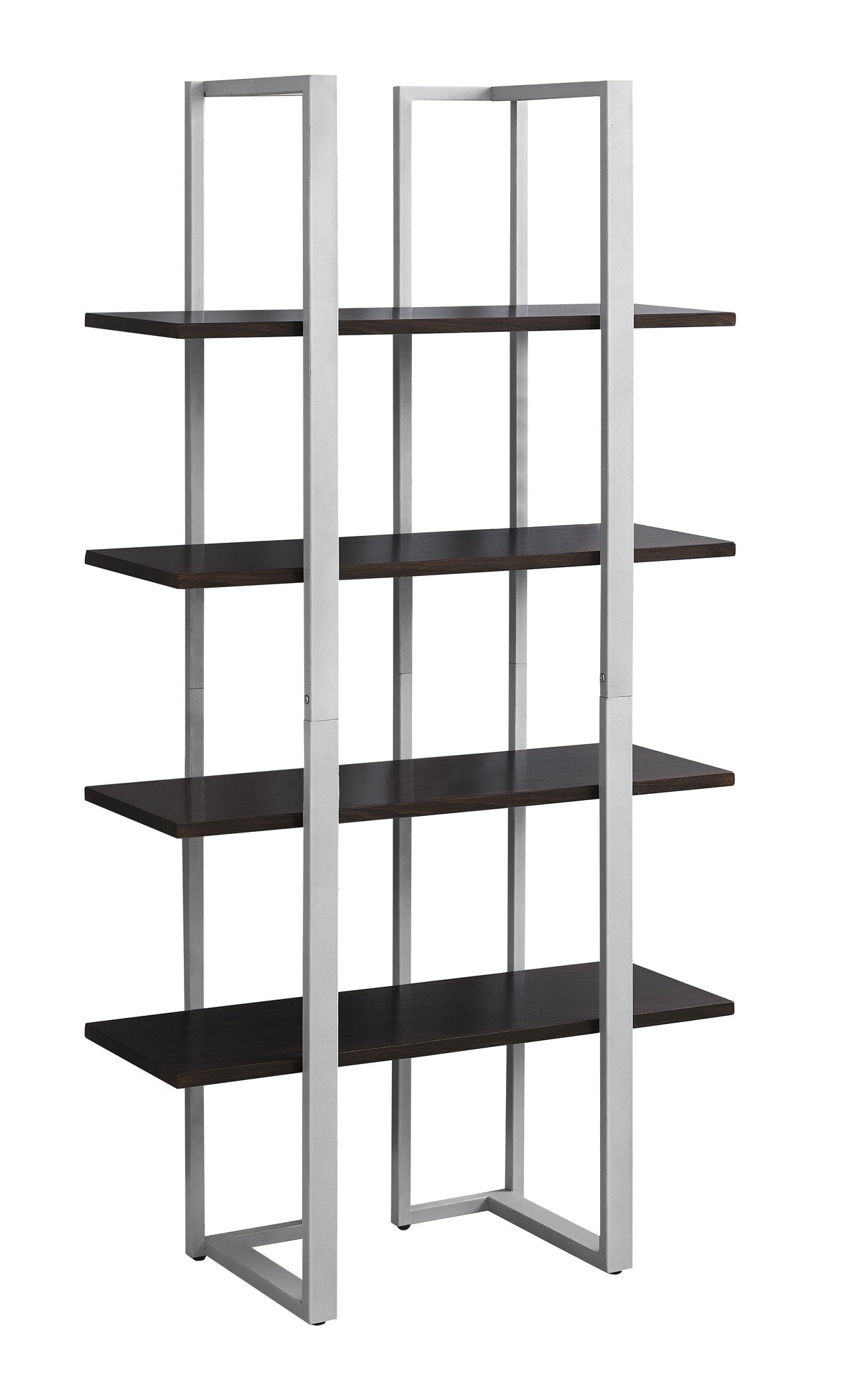 Espresso Metal Four Tier Bookcase
