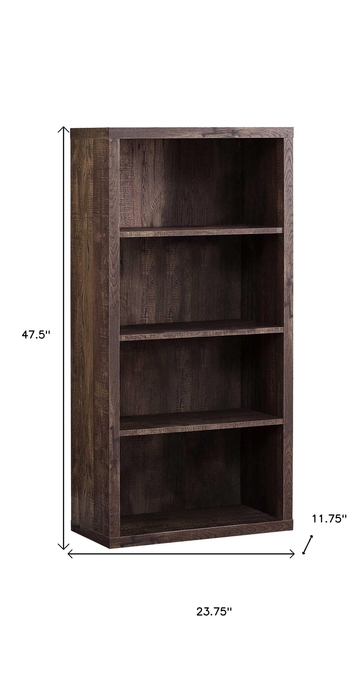 Taupe Wood Four Tier Bookcase