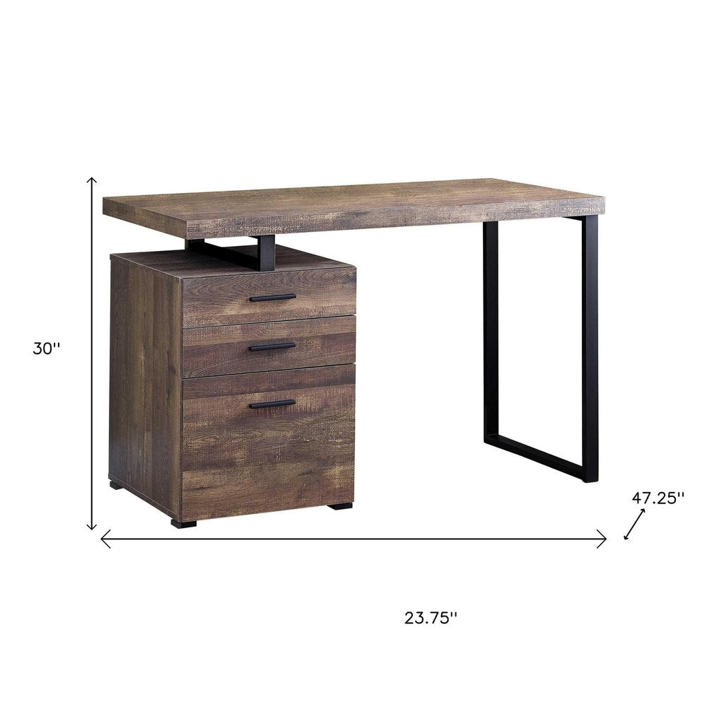 47" Gray and Black Computer Desk With Three Drawers