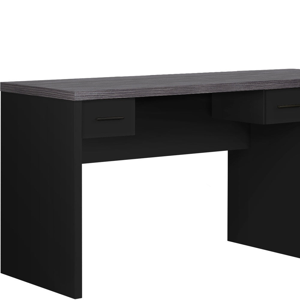 63" Brown L Shape Computer Desk With Eight Drawers