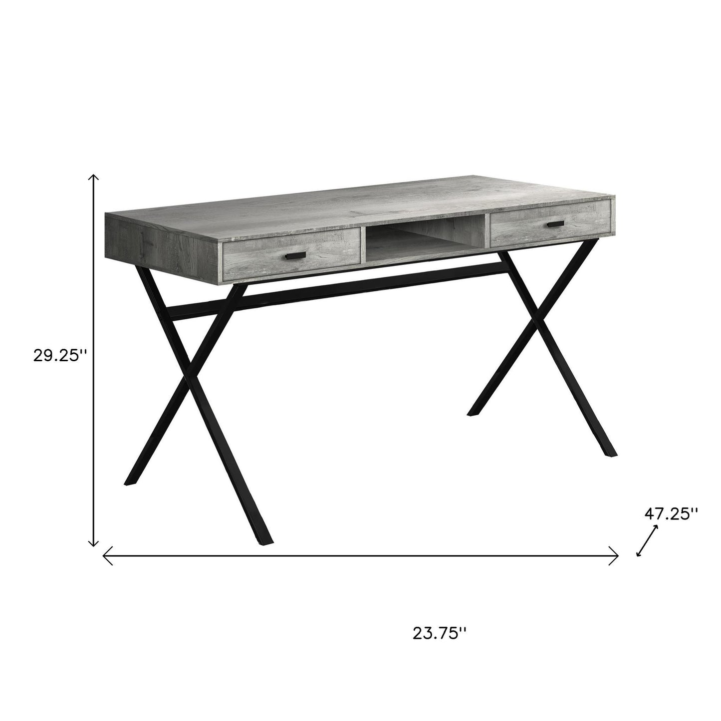 24" White and Silver Computer Desk With Two Drawers