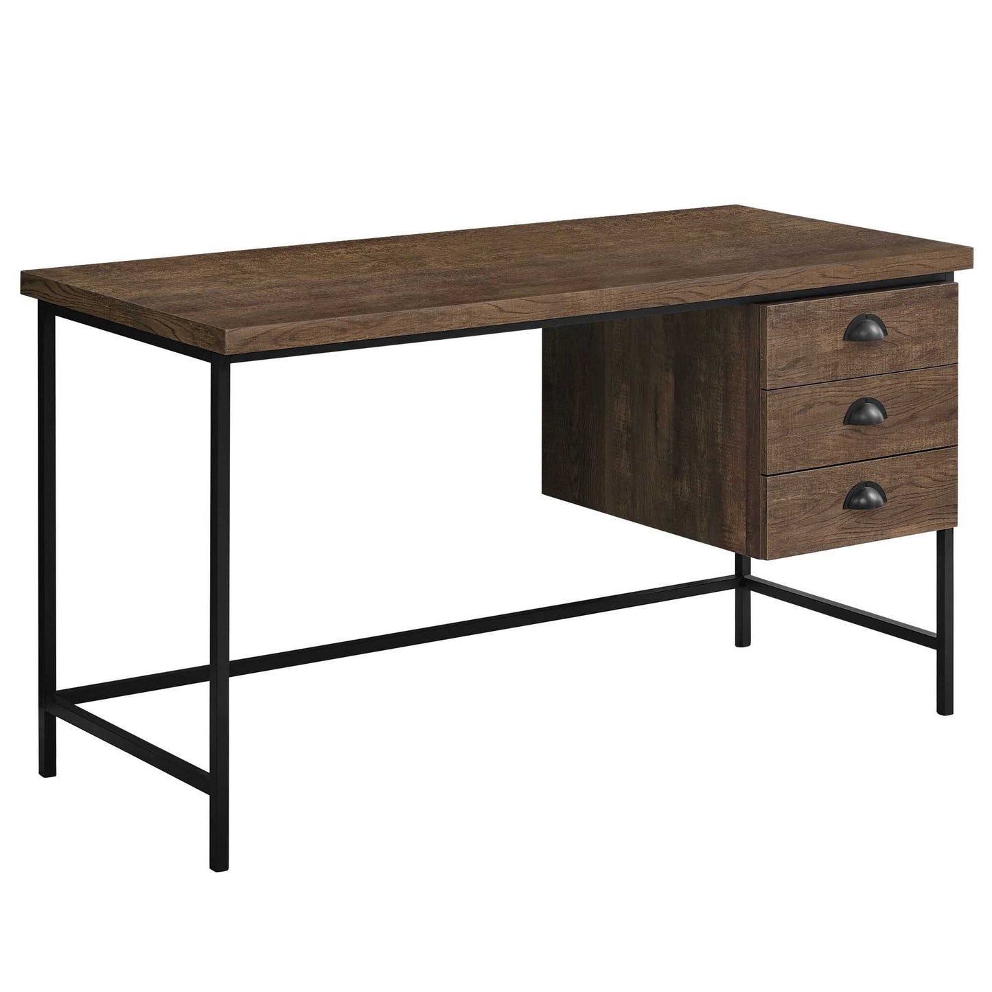 24" Gray and Black Computer Desk With Three Drawers