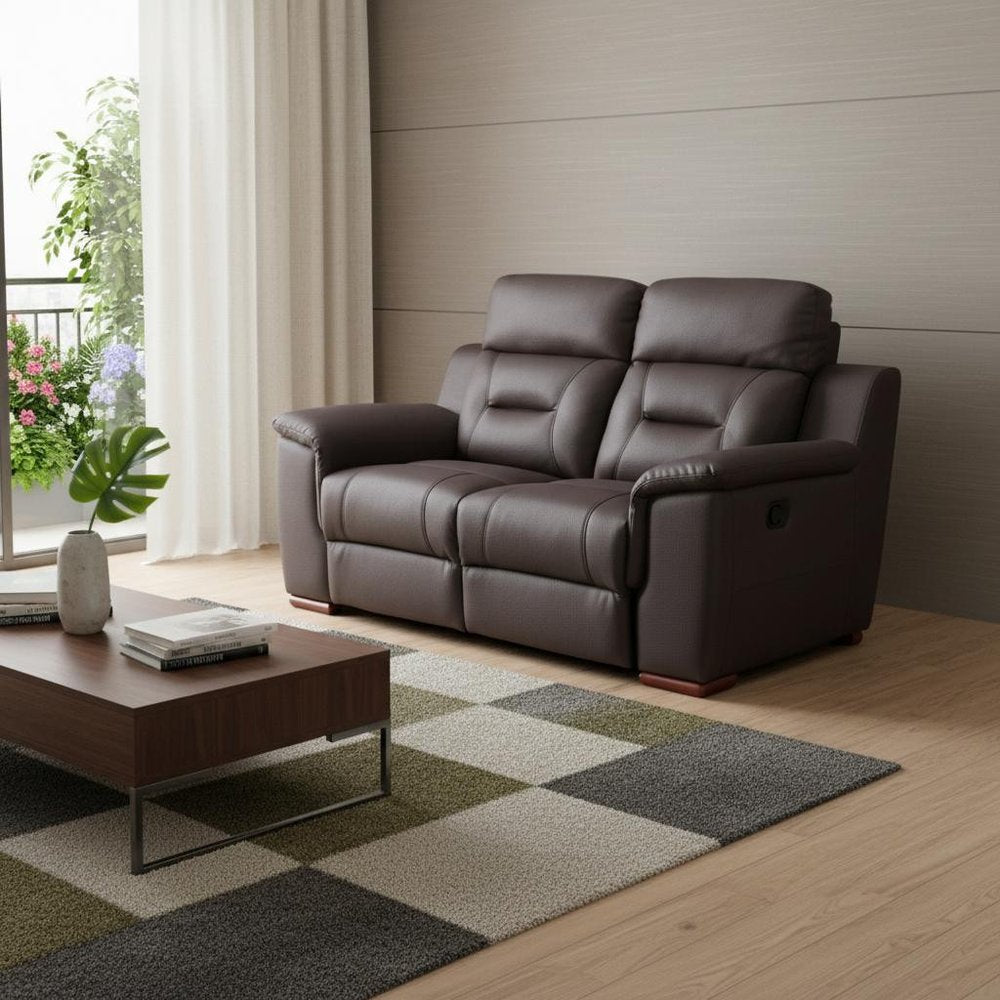 67" Brown Faux Leather Manual Reclining Loveseat