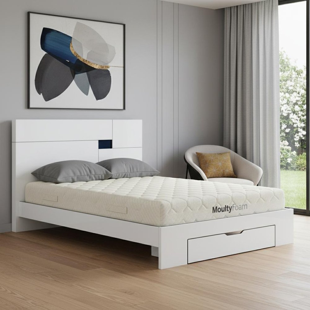White Solid Wood Queen Bed Frame