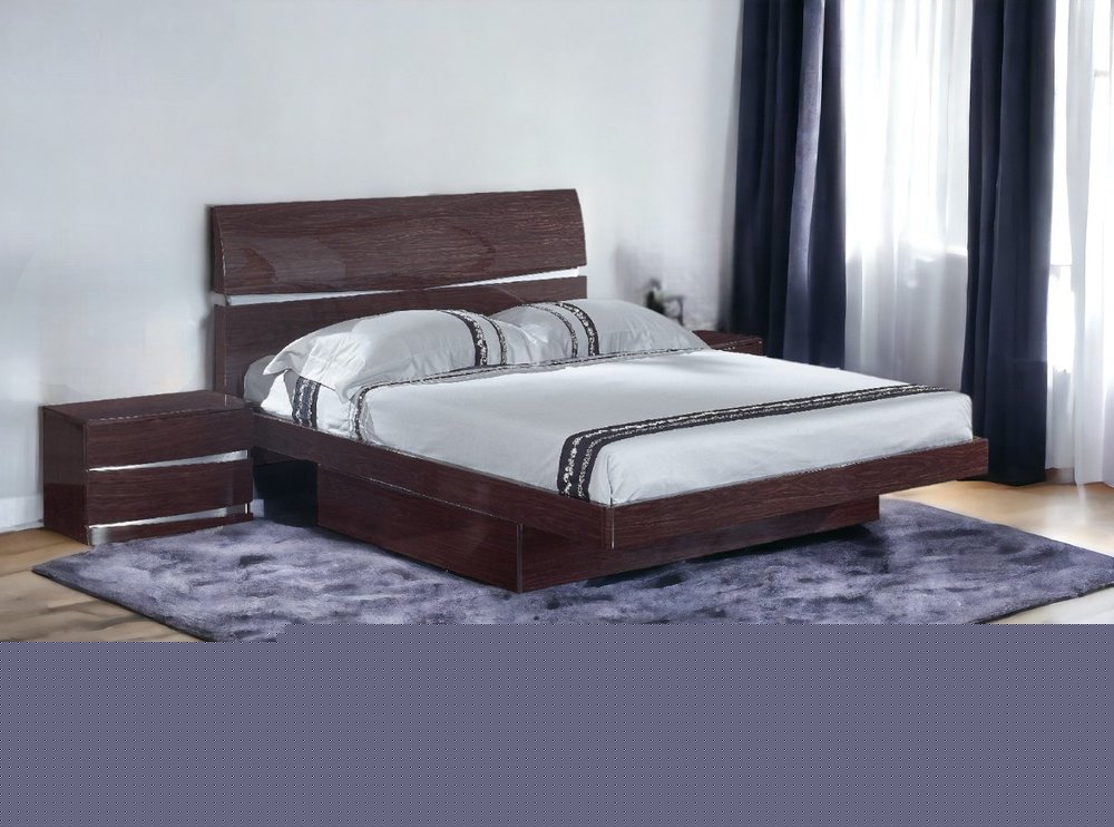 Solid Wood Queen Wood Brown Bed