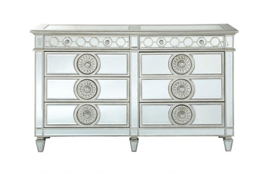 68" Gray Wood Six Drawer Double Dresser