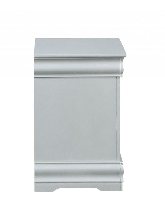 34" Antiqued White Solid Wood Three Drawer Nightstand