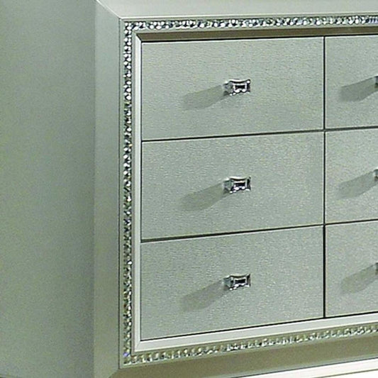 66" Champagne Solid Wood Nine Drawer Double Dresser