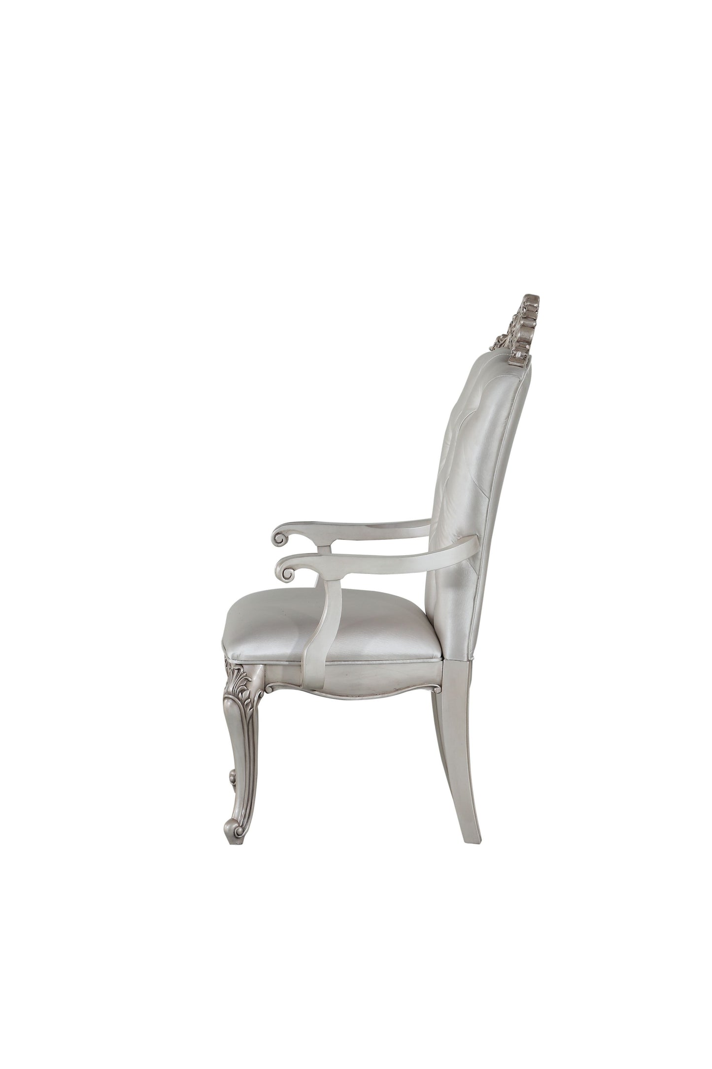 Set of Two 25" Silver and Pearl Fabric Tufted Side Chair