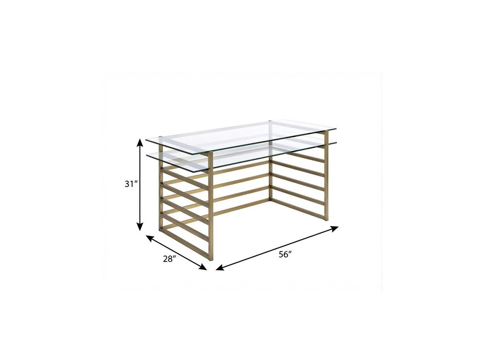 28" Clear and Gold Glass Mirrored