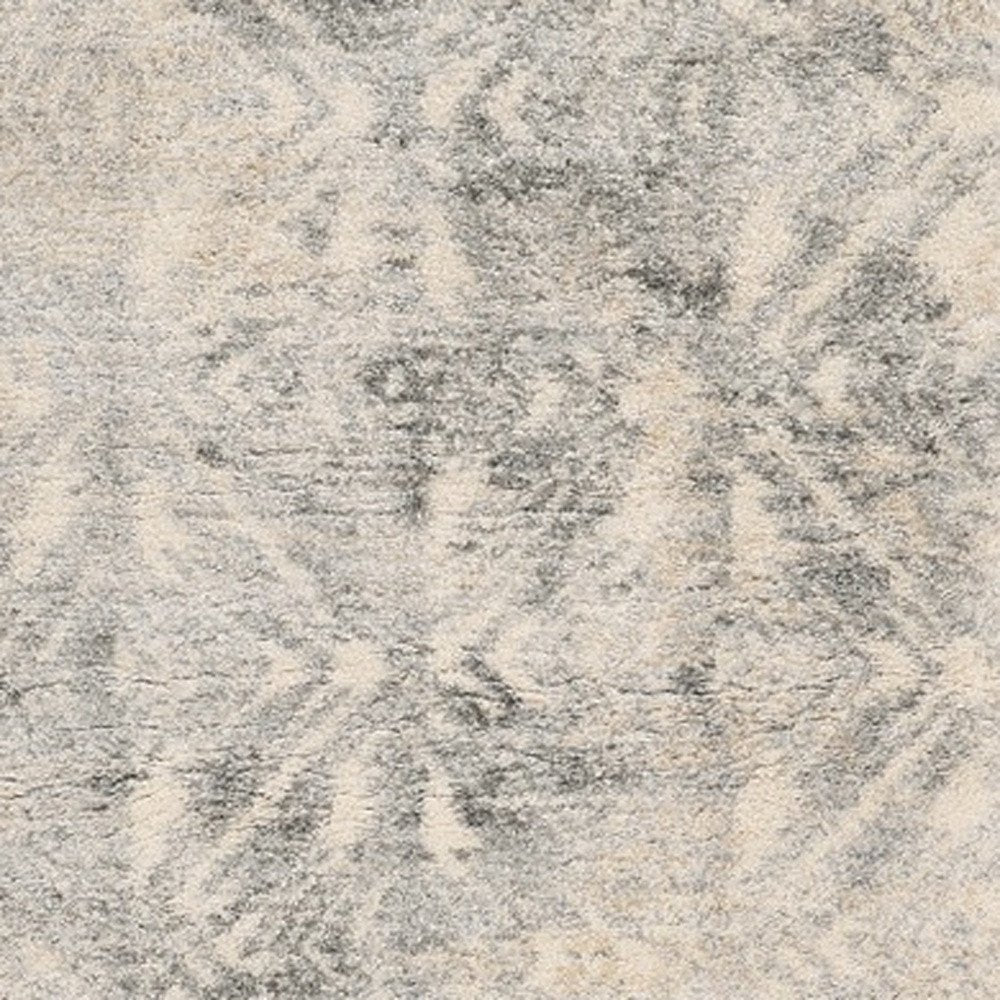 7' X 9' Gray And Ivory Diamond Area Rug