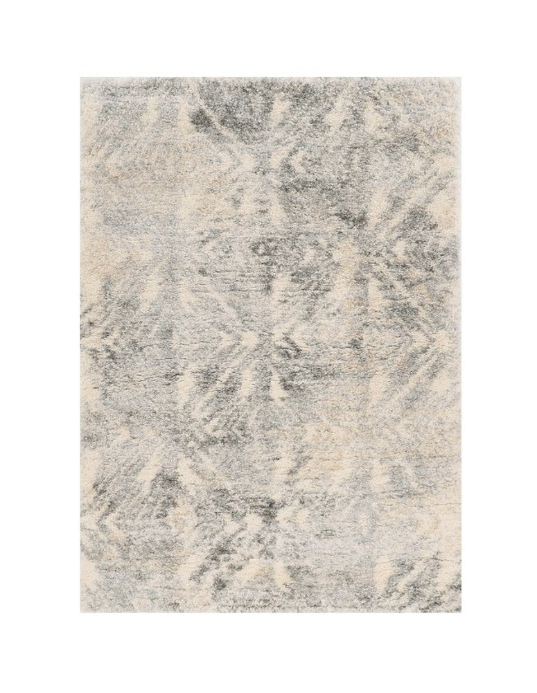 7' X 9' Gray And Ivory Diamond Area Rug